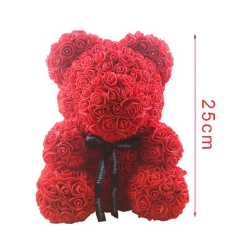 25 cm Rose macko Umelé Ruže Kvet Party Dekorácie Rose Medveď Svadby, Narodeniny, Valentína Darček Pre Ženu & Dievča