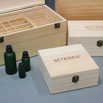 25 Sloty Drevené Úložný Box 1pc Vykonávať Organizátor Esenciálny Olej Fľaše Aromaterapia Kontajner Úložný Box Prípade
