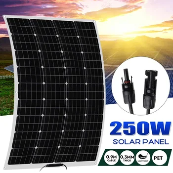 250W semi-flexibilný Solárny Panel 18V solárneho systému Fotovoltaických 18V Solárne Nepremokavé batérie/jachta/RV/autom/loďou s Konektorom