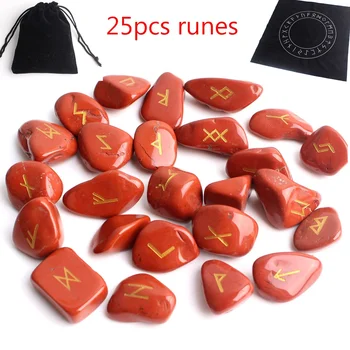 25Pcs Prírodné Červený Jaspis Crystal Rune Červené Runy Kameň Veštenie veštenie Reiki Liečenie Meditácie Darček Decor Zber