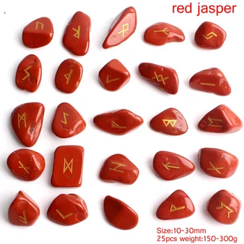 25Pcs Prírodné Červený Jaspis Crystal Rune Červené Runy Kameň Veštenie veštenie Reiki Liečenie Meditácie Darček Decor Zber