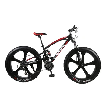 26-palcový tuku bike 5 nôž kolesa, tuk pneumatiky snow beach horský bicykel vysoko uhlíkovej ocele rám MTB dvojité kotúčové brzdy veľké pneumatiky bicykla