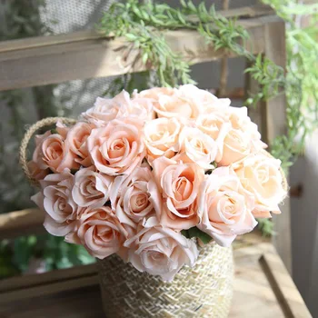 27 cm vysoký Simulácia ruže manželstva, Umelé kvety, kytice pre svadobné svadobné drží kvetiny domova kvetinový aranžmán