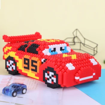 2900pcs Cartoon Autá Diamond Stavebné Bloky, Lightning McQueen Roztomilý DIY Model Pripojenie Mini Tehly Auto Pre Bloky Hračka