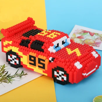 2900pcs Cartoon Autá Diamond Stavebné Bloky, Lightning McQueen Roztomilý DIY Model Pripojenie Mini Tehly Auto Pre Bloky Hračka