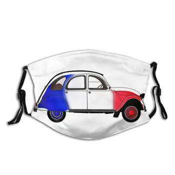 2Cv S francúzskou Vlajkou Farby Zábavné Vytlačiť Opakovane Pm2.5 Filtra Masku na Tvár 2Cv Dva Kone Auto Auto Vozidla Voiture Dvoch Koní
