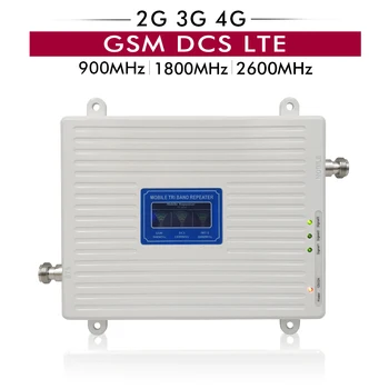 2G 3G, 4G Tri Pásma Signálu Booster GSM 900+DCS/LTE 1800(B3)+FDD LTE 2600(B7) Mobilný Telefón Opakovač Signálu Zosilňovač Celý set #30 M