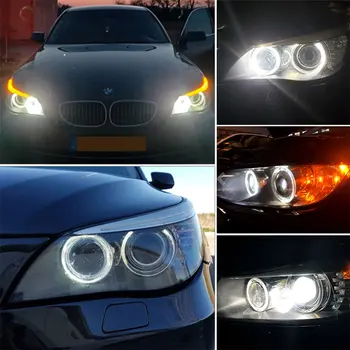 2ks LED Angel Eyes Svetlá Canbus na BMW E60 E61 E63 X5 X6 E70 E71, E90 E91 E92 E93 M3 E89 E82 E87 H8 LED Reflektor 6000K-Biele
