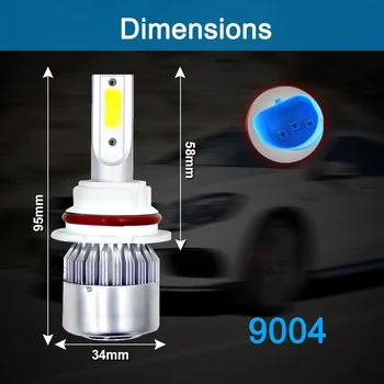 2ks/Set C6 9004/HB1 Hi/Lo 36W 8000LM COB LED Auto predné svetlo Lampy Konverzie 6500K Biele Žiarovky Lúč