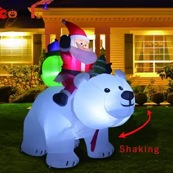 2M Polar Bear Nafukovacie Vianoce, Santa Claus na Koni Polar Bear LED Tras Hlavy Bábika Indoor Outdoor Domáce Záhradné Dekorácie