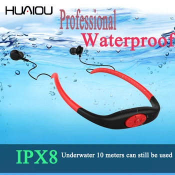 2v1 Bluetooth Bezdrôtové Slúchadlá &MP3 Prehrávač Hudby 8G Slúchadlá IPX8 Vodotesné Plávať Šport Neckband Stereo Headset s Mikrofónom