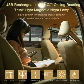 2W 3,7 V USB Nabíjateľné LED Auto Čítanie batožinového priestoru Svetle Nočnej Lampy Biele Svetlo, Farebné Univerzálne pre Domáce Auto