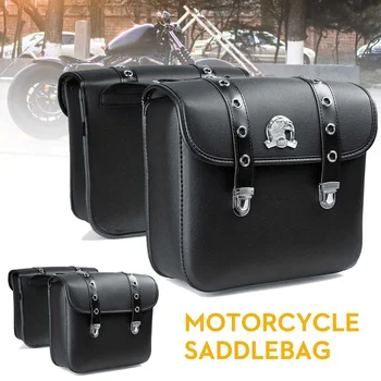 2X Motocykel Tašky Bočné Vrecko Batožiny Tool Bag PU Kožené Motorke