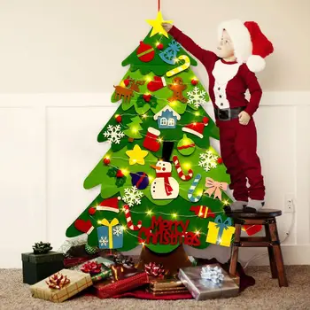 3.2 ft Cítil Vianočný Stromček DIY Stene Visí Vianočný Strom s 32 ks Ozdoby 50 Led Reťazec, Svetlá, Vianočné Dekorácie