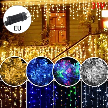 3,5 M Vianočné Girlandy LED Záves Cencúľ String Svetlá IP44 Nepremokavé Záhrada Street Mall Odkvapov Vonkajšie Ozdobné Svetlo Víla