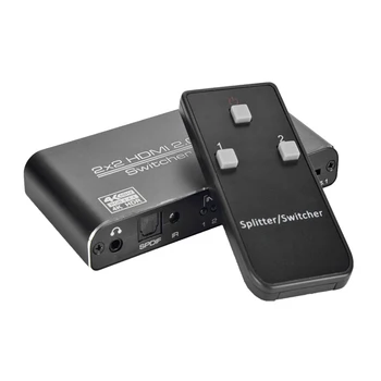 3,5 mm Audio Výstup HDMI Prepínač Splitter Jemné Trvanlivé Dizajn HDMI Matica 2x2 HDMI Matice 4k 60Hz 3D HDCP2.2 HDR