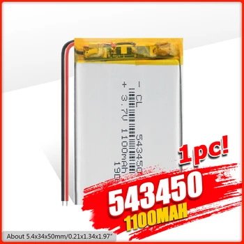 3,7 V 1100mAh 543450 Lithium Polymer Li-Po ion Nabíjateľná Batéria Pre MP4 MP5 GPS, PSP mobile Pocket PC, e-knihy, bluetooth