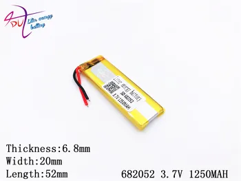 3,7 V 1250mAH 682052 702050 polymer lithium ion / Li-ion batéria pre GPS,mp3,mp4,mp5,dvd,bluetooth,model hračka mobile bluetooth