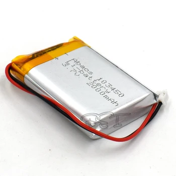 3,7 V Nabíjateľná 2000mAH 103450 S Plug Li-Polymer Lithium Ion batéria Li-ion Batéria Pre Hračka Power Banky, GPS, Mp3, Mp4 Reproduktor Čitateľa