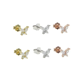 3 Farby Nová Elegantná 925 Sterling Silver Minimalistický Motýľ Roztomilý Stud Náušnice Pre Ženy, Svadobné Kúzlo Šperky Darček