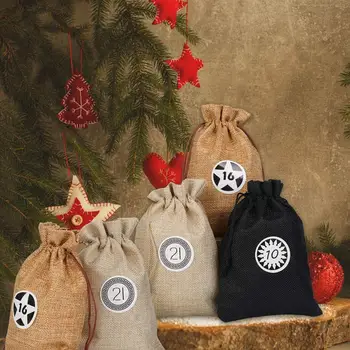 3 Farby Vianočné Vrecoviny Šnúrkou Bielizeň Vak Mini Skladovanie Adventných Kalendárov Jutových Vriec Svadobný Dar Tašky Na Narodeninovej Party urob si sám