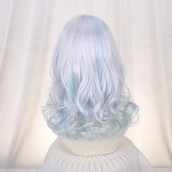 3 Farby Zmiešané Modrá Fialová Lolita Parochňu Harajuku Víla Cosplay Orange Kučeravé Sladké Strapce Dospelých Dievčatá Syntetické Vlasy