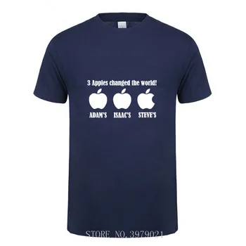 3 Jablká Zmenili Svet Adam Isaac Steve Veľké Plus Veľkosť Oblečenie Tričká Mužov Krátky Rukáv Košele Bavlna Mužov Cool Tričko