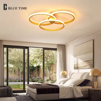 3 Krúžky Kruhu Moderné Zlato Led Luster Pre Obývacej izby, Spálne, Jedálne Lesk Domov Stropný Luster Svietidlá