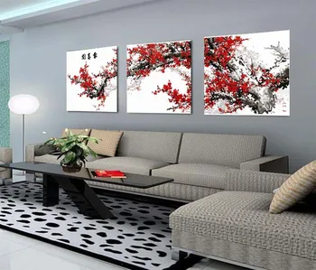 3 ks Veľké Frameless 50x150cm diy olej maľovanie podľa čísel domov dekorácie digitálne Čínskych Kvetov stenu obrázok pre obývacia izba