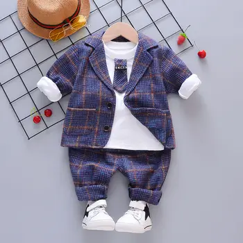 3 ks vyhovuje Baby Boy Šaty Nové Krst Formálnej Strany Kombinézu Oblečenie Darček dlhý Rukáv jeseň nastaviť 9 12 18 24 Monthes