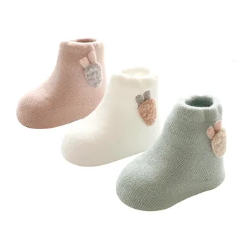 3 Pár Jeseň A V Zime Udržať Teplé Ponožky Nové Bavlna Roztomilý Módne Unisex Dieťa Novorodenec Čerstvé Candy Farby Dieťa Proti Sklzu Ponožky