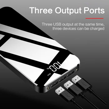 3 USB Power Bank 30000mAh Poverbank pre iPhone 11 8 pro plus X XS Prenosná Externá Nabíjačka Power Bank pre Mobilný Telefón