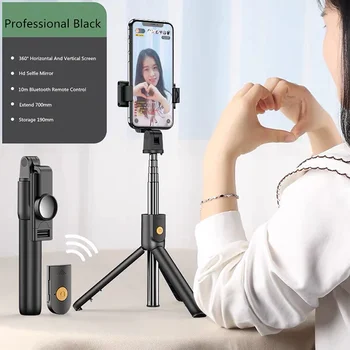 3 v 1 Bezdrôtová Selfie Stick Mini Statív Stojí Rozšíriteľný Monopod S Diaľkovým ovládaním Pre iPhone Huawei Xiao Android