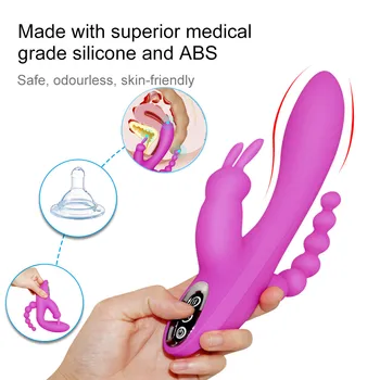 3 v 1 G-Spot Králik Análny Vibrátor, Dildo Dospelých, Sexuálne Hračky pre Páry Módy pre Ženy Nabíjateľná Klitorisu Stimuláciu Vagíny