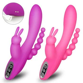 3 v 1 G-Spot Králik Análny Vibrátor, Dildo Dospelých, Sexuálne Hračky pre Páry Módy pre Ženy Nabíjateľná Klitorisu Stimuláciu Vagíny
