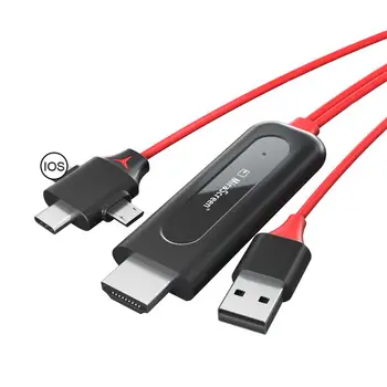 3 V 1, HDMI-Converter Adaptér USB-C, Kábel Micro USB, Typ C pre lightning konektor Kompatibilný s HDMI pre iPhone Android Telefónu na TELEVÍZOR, Projektor