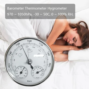 3 v 1 Teplomer Vlhkomer Barometer Teplota Vlhkosť Tester Atmosférickom Tlaku Monitor Meteo Stanica Analógový Izba