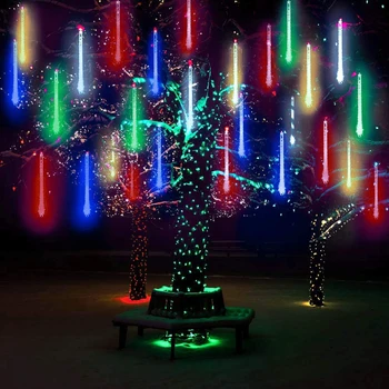 30 cm, 10 Trubíc, Nepremokavé meteorický dážď Dážď LED Reťazec Svetlá Vonkajšie Vianočné Dekorácie Vonkajšie Solárne Svetlo pre Domáce Strom