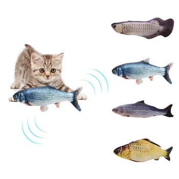 30 CM Cat Hračka Simulácia Ryby USB Elektrické Nabíjanie Interaktívne Skákanie Pohybujú Floppy Ryby Cat Hračka Pre Mačky Striebro Arowana