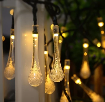 30 LED Solárne Napájanie Nepremokavé String Kvapka Vody Lampa Garden Home Strom Party Dekor Vonkajšie vianočné svetlo RGB Osvetlenie Reťazce