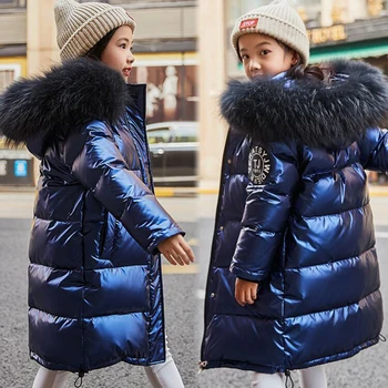 -30 stupňov dievčatá oblečenie teplá Nadol bunda pre dievča oblečenie 2019 Zimné kačica nadol reálne Kožušinovou Kapucňou Deti vrchné oblečenie Coats