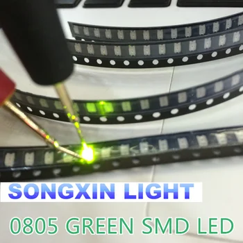 3000PCS XIASONGXIN LIGHT Ultra Svetlé 0805 SMD LED Zelená nové lighte 560-575NM 70-200MCD I(mA):20ma