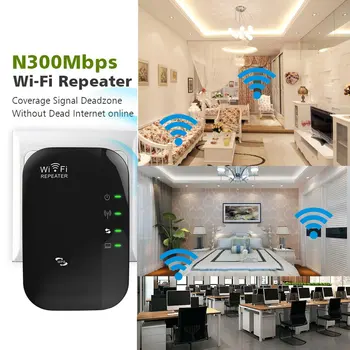 300Mbps Wireless Range Extender Repeater Prenosný WiFi Booster Internet Signál Siete Enhancer