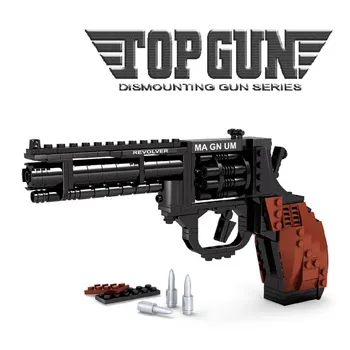 300Pcs Vojenské Pištole Magnum Revolver Pištoľ Power Zbraň Model ARMY Brinquedos Stavebné Bloky Sady Vzdelávacie Hračky pre Deti,