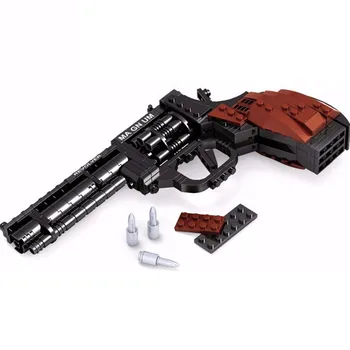 300Pcs Vojenské Pištole Magnum Revolver Pištoľ Power Zbraň Model ARMY Brinquedos Stavebné Bloky Sady Vzdelávacie Hračky pre Deti,