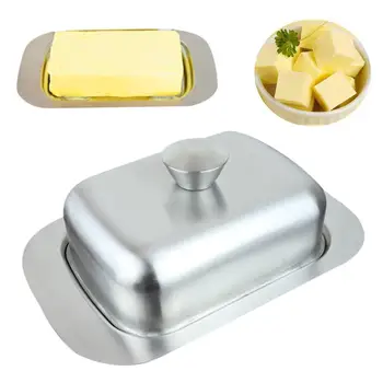 304 Nerezovej Ocele Maslo Jedlo Box Containe Syr, Chlieb Skladovanie Zásobník S Vekom Čerstvé-vedenie Izolačné Dosky Kuchyňa Dinnerwar
