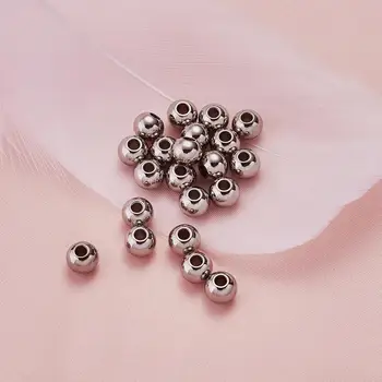 304 Nerezovej Ocele Okrúhle Korálky pre Šperky, Takže DIY 6 mm 8 mm z Nehrdzavejúcej Ocele Farba 100ks
