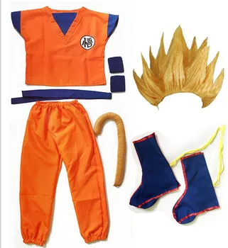 30Dragon Ball Z Šaty, Oblek Son Goku Cosplay Kostýmy Top/Nohavice/Pás/Chvost/wrister/Parochňu Školenia Oblečenie pre Dospelých Deti Vianočný Darček