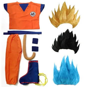 30Dragon Ball Z Šaty, Oblek Son Goku Cosplay Kostýmy Top/Nohavice/Pás/Chvost/wrister/Parochňu Školenia Oblečenie pre Dospelých Deti Vianočný Darček