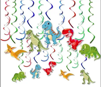 30pcs Dinosaura Visí Vírivá Dekorácie Dino Fosílnych Jurský T-REX Narodeninovej Party Dodávky Ozdoby Visí Whirls Náhodný typ